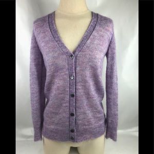 J Crew Mohair Purple Lavender Fuzzy Cardigan Sz XXS